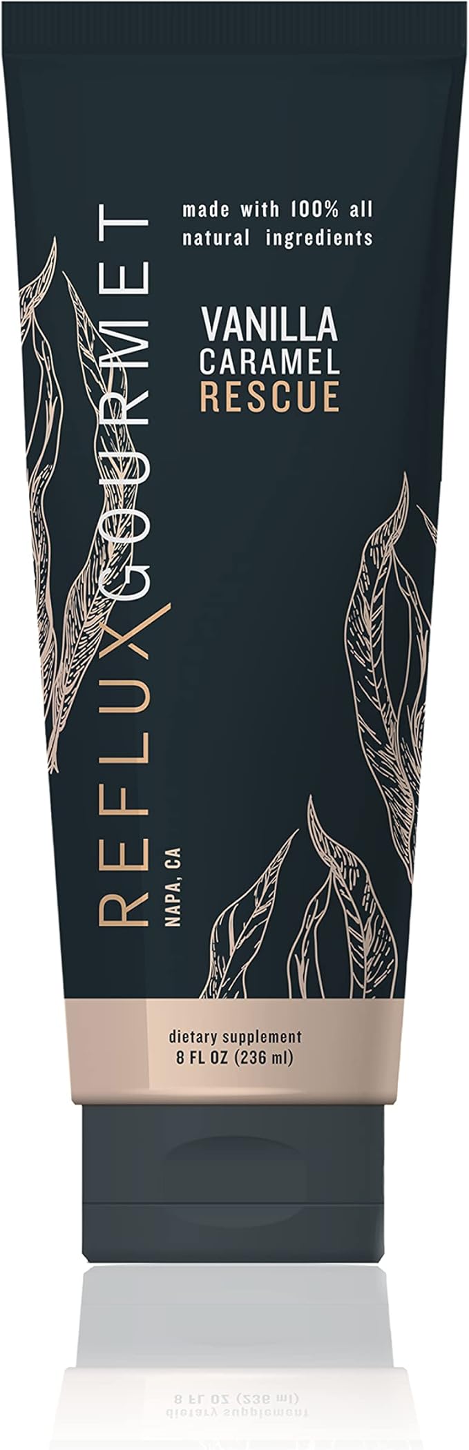 REFLUX GOURMET Natural Heartburn Acid Reflux Relief Support Supplement for GERD, LPR, Indigestion, Aid for Intermittent Fasting, Alginate Therapy, Made in The USA, Vanilla Caramel