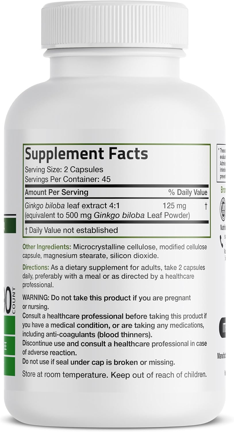 Bronson Ginkgo Biloba Extra Strength Supports Brain Function & Memory, 90 Vegetarian Capsules