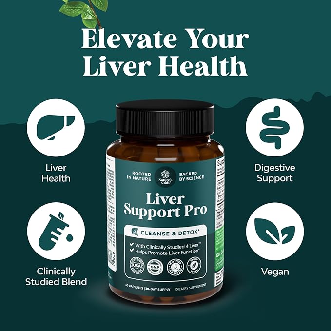 Natures Craft Pro Liver Support Supplement - 2X More Effective Than Milk Thistle - Advanced Liver Health Supplement with Clinically Tested 4’Liver Cleanse Detox & Repair Support (1 Month Supply)