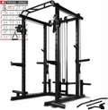 RitFit Multi-Function Squat Rack Power Cage PPC03 with Cable Crossover System, 1000LBS Capacity Power Rack and Packages with Optional Weight Bench, Barbell Weight Set, for Garage Workout & Home Gym