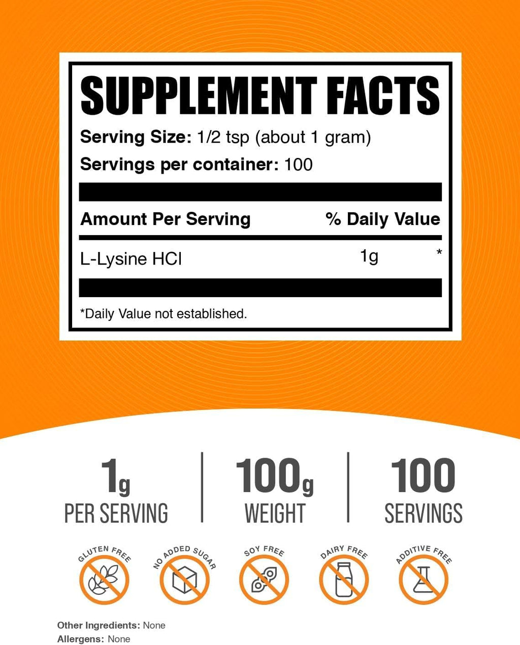 BulkSupplements.com L-Lysine Powder - Lysine Supplement, Essential Amino Acid, for Immune Support - Gluten Free, 1g per Serving, 100g (3.5 oz) (Pack of 1)