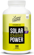 LIVELY VITAMIN CO. Solar Power Vitamin D3 5000 iu - Patented Vitamin K - MK7 - Immune Balance - Brain Function - Mood - Heart - Stress - 180 Count