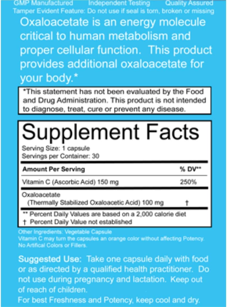 Benagene Oxaloacetate Supplement - Supports Cellular Energy, Healthy Metabolism, & Body Regulation - Thermally Stabilized with Vitamin C - Non-GMO & Vegan - Once Daily (90 Servings)