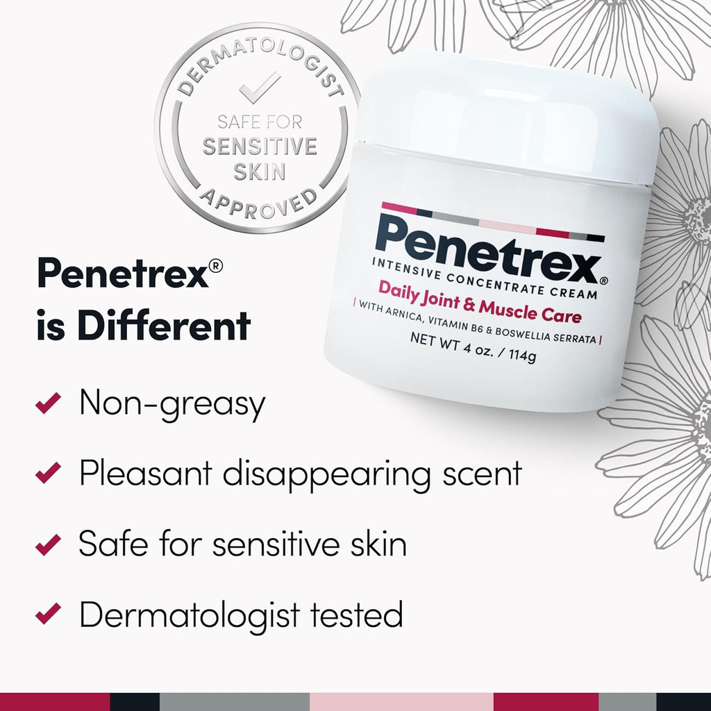 Penetrex Joint & Muscle Therapy - Soothing Comfort for Back, Neck, Hands, Feet - Premium Whole Body Rub with Arnica, Vitamin B6 MSM & Boswellia - Non-Greasy 4oz Cream