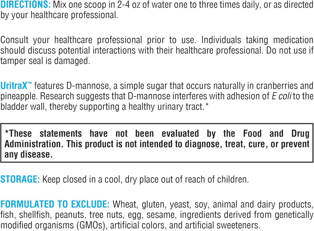 XYMOGEN UritraX - D Mannose Supplement for Urinary Tract and Bladder Health - D Mannose Powder - Health Supplements - Vegan, Gluten Free + Non GMO (1.66 oz)