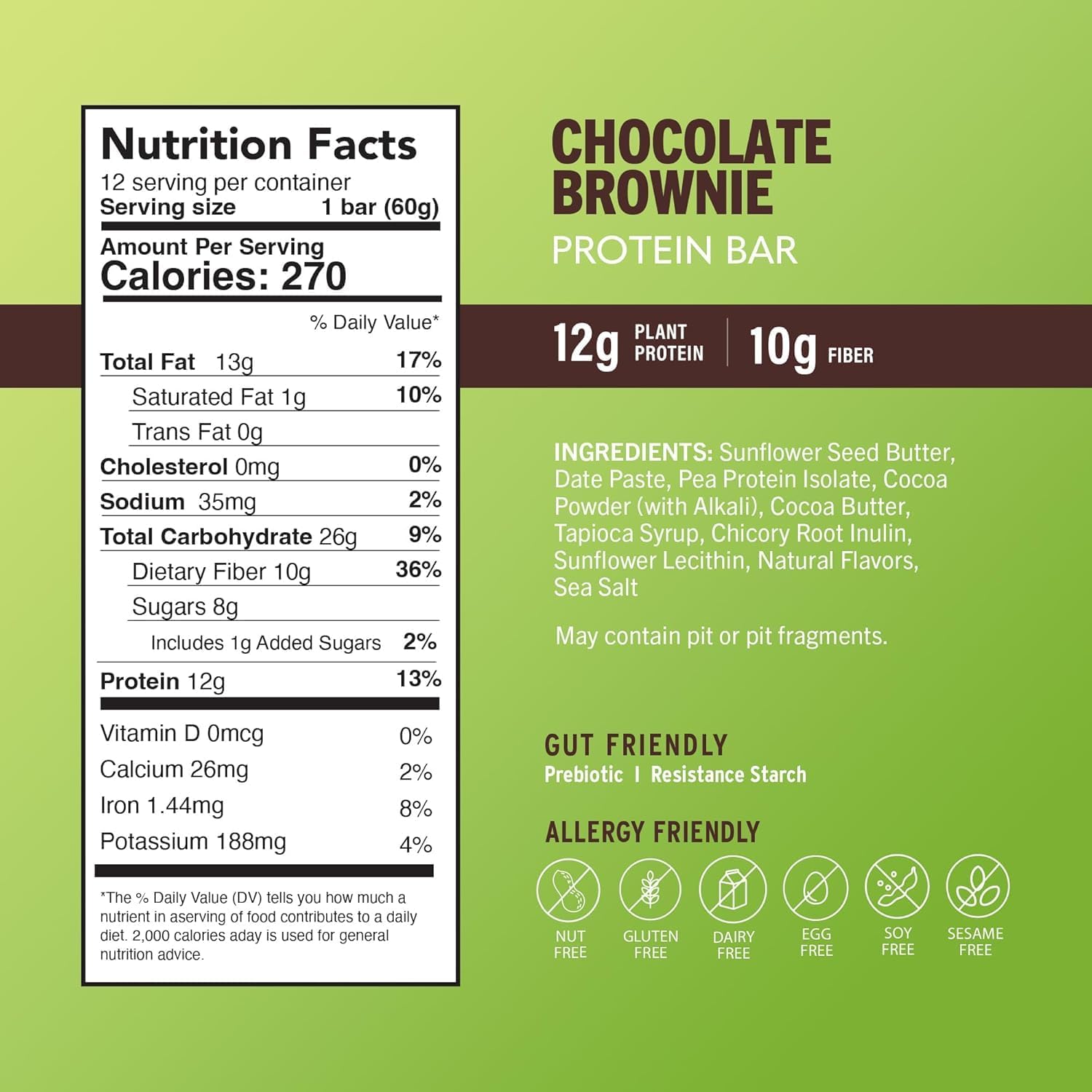 Amrita Nut Free Chocolate Maca Vegan Protein Bars (12 Count PK of 3) | 12g Plant-Based Protein Bar | Peanut Free, Gluten Free, and Dairy Free | Low Sugar, High Fiber, Healthy School-Safe Snacks