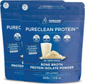 PureClean Protein 25G Organic Grass Fed Beef Bone Broth Protein from Swedish Cattle - Paleo, Keto-Friendly, Gluten-Free, Sugar-Free, Dairy-Free - Enhanced with Collagen Peptides - (40 Servings)
