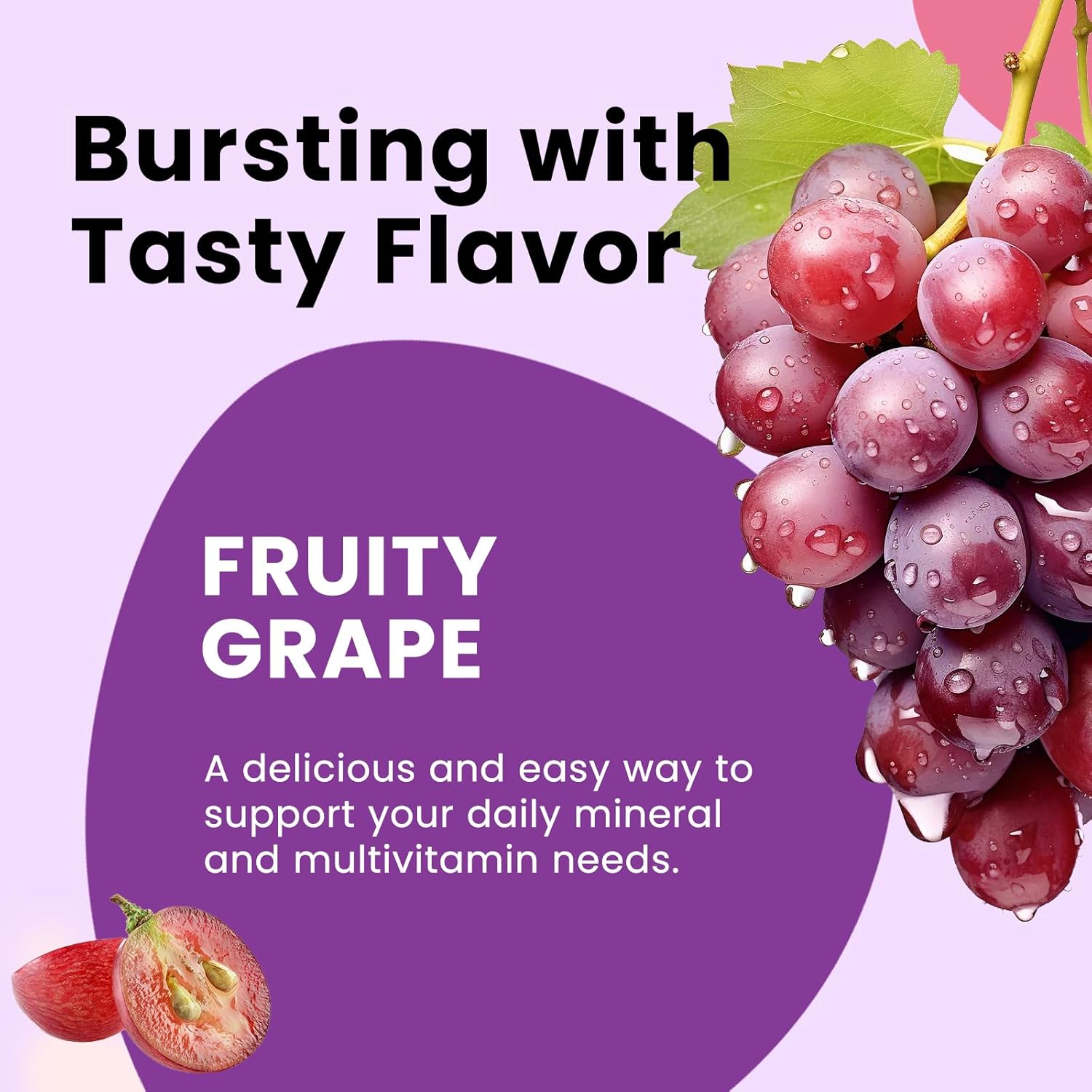 Iron Gummies with Multivitamin, Iron Supplement for Women & Men with Zinc, Vitamin B Complex & C, B12, Folate - Blood Builder & Energy Support for Adults & Kids - Grape Flavor, Vegan 60 Gummies