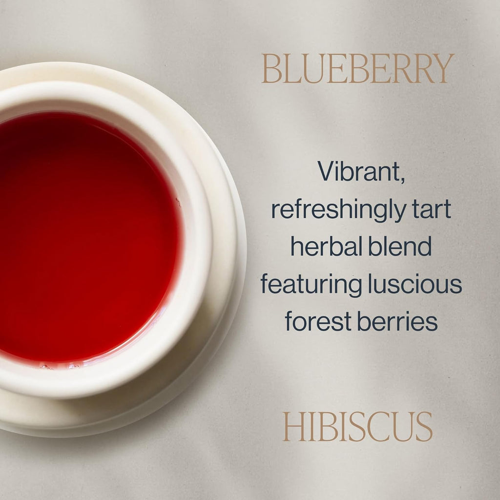 Rishi Tea Blueberry Hibiscus Herbal Tea - Organic, Caffeine Free Sachet Bags, Sweet & Tangy with Antioxidants, Enjoy Hot or Iced - 15 Count (Pack of 1)
