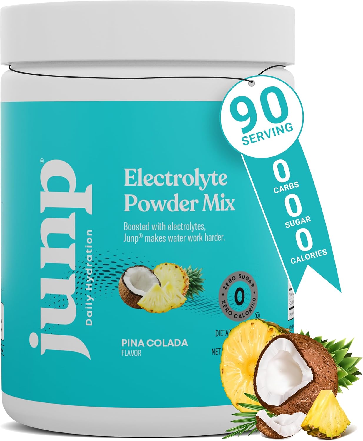 JUNP Electrolytes Powder No Sugar No Carbs – Pina Colada Coconut Pineapple Keto Electrolyte Drink Mix - Potassium & Salt Hydration Powder Electrolytes - Zero Calorie Sugar Free Electrolyte Powder 90ct