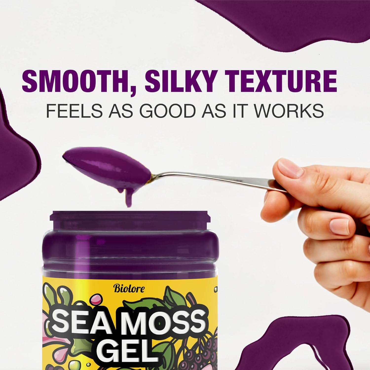 Biolore Sea Moss Gel – Elderberry, Made in USA, No Added Sugar, Rich in Vitamins & Minerals, Vegan Superfood, Seamoss Jam & Spread Gift (8 oz)