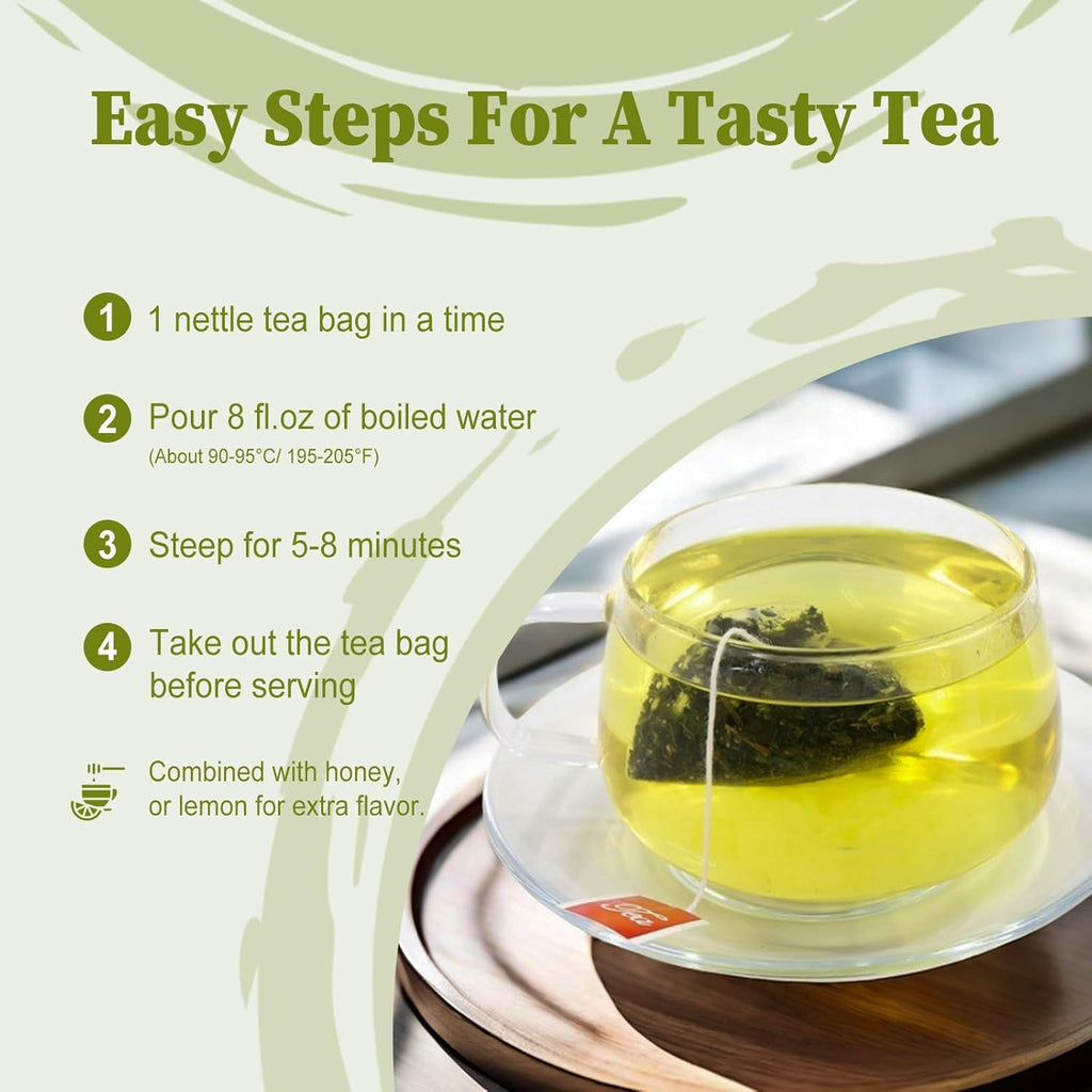 FullChea - Nettle Leaf Tea Bags, 25 Teabags, 1.5g/bag - Naturally Stinging Nettle Tea - Support Eye Health & Strengthen Bones