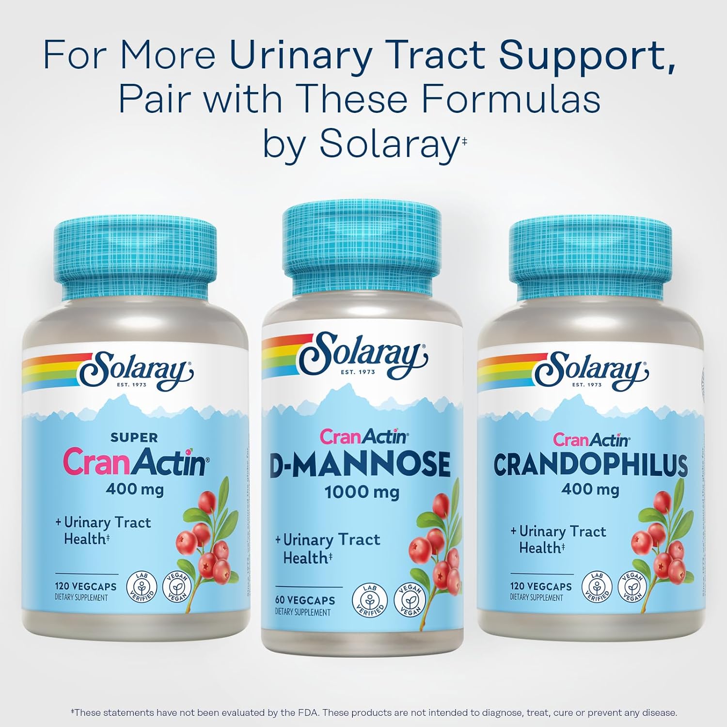Solaray D-Mannose 1000mg with CranActin Cranberry Extract - D Mannose Cranberry Supplement with Vitamin C - Supports Urinary Tract and Bladder Health - Vegan, 60 Day Guarantee, 30 Servings, 60 VegCaps