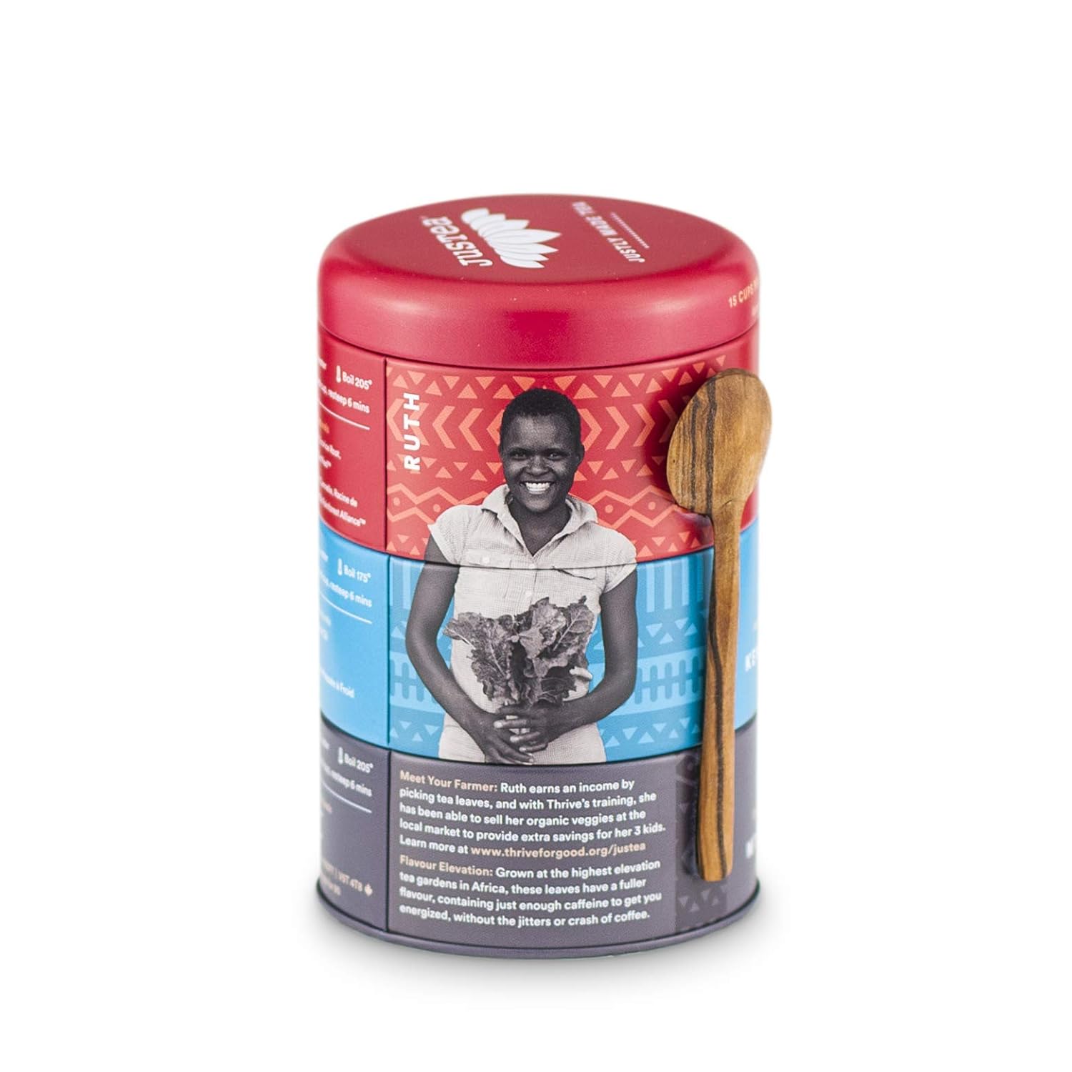 JusTea Black Tea Trio | Stacking Tins Variety Pack with Hand Carved Tea Spoon | Loose Leaf Tea | High Caffeine | Award-Winning | Fair Trade | Non-GMO