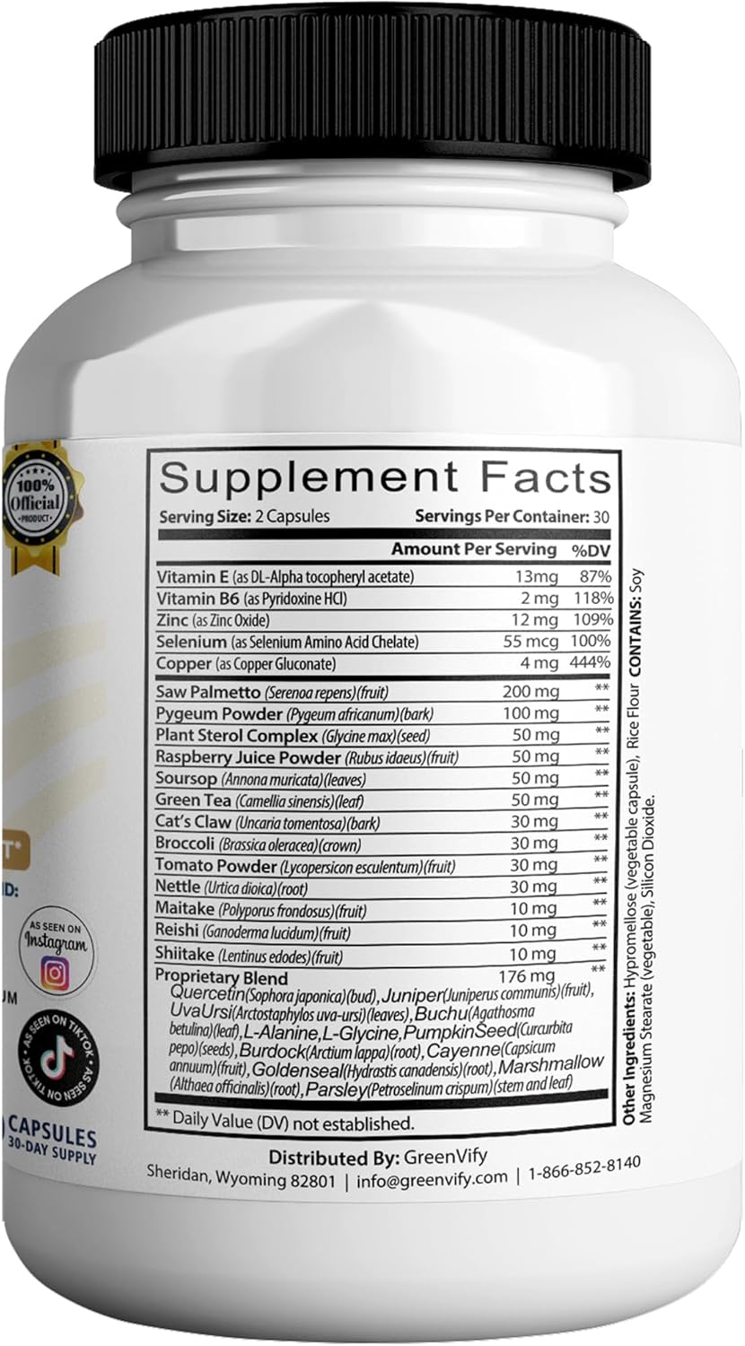 Titan Urin Max Flow Natural Prostate Supplement, 60 Capsules, Extra Strength Herbal Complex with Saw Palmetto, Vitamins E & B6 (2)