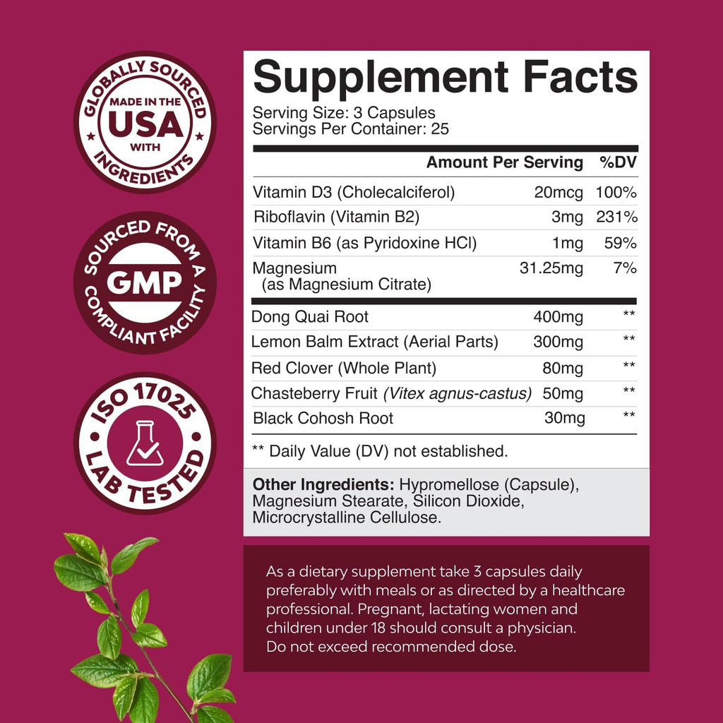 Bundle of Menopause Supplement for Women Soy Free Hormone Balance Capsules with Dong Quai Chaste Berry Black Cohosh Root and Saw Palmetto 500mg DHT Blocker Hair Vitamins with Maca Root Biotin