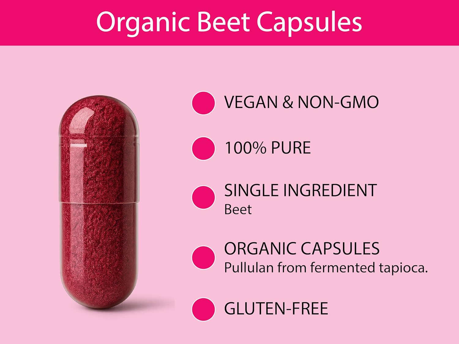 KOYAH Organic Beet Capsules – Freeze-Dried Whole Beet Root – 500 mg Powder per Capsule (Equivalent to 4,000 mg Fresh Beets) – Supports Blood Pressure & Athletic Performance
