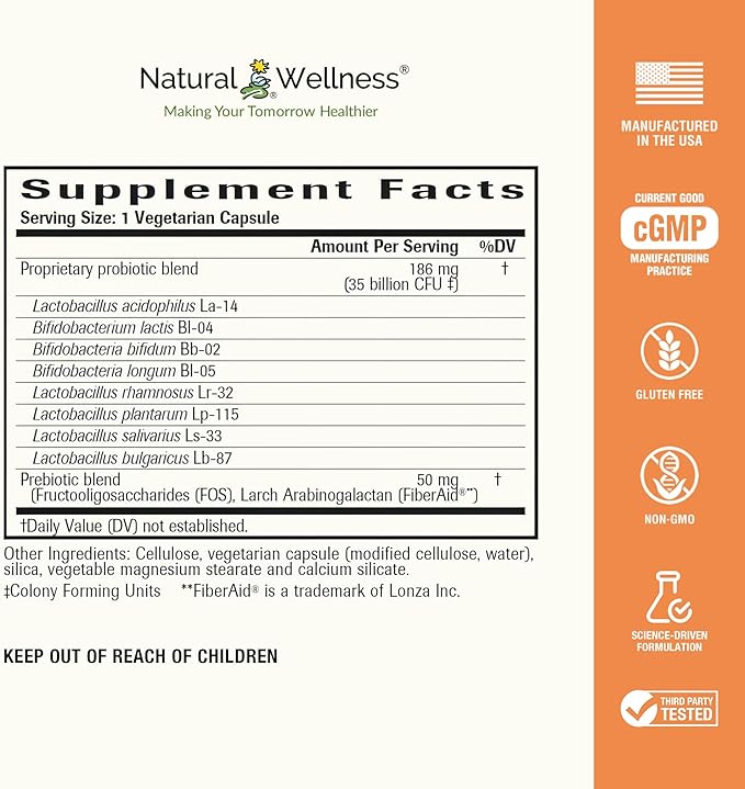 Natural Wellness Ultra Probiotics – 35 Billion CFUs with Prebiotics – Probiotics for Women & Men for Digestive Health, Gut Balance & Immune Support – High Potency, Shelf-Stable, 30-Day Supply