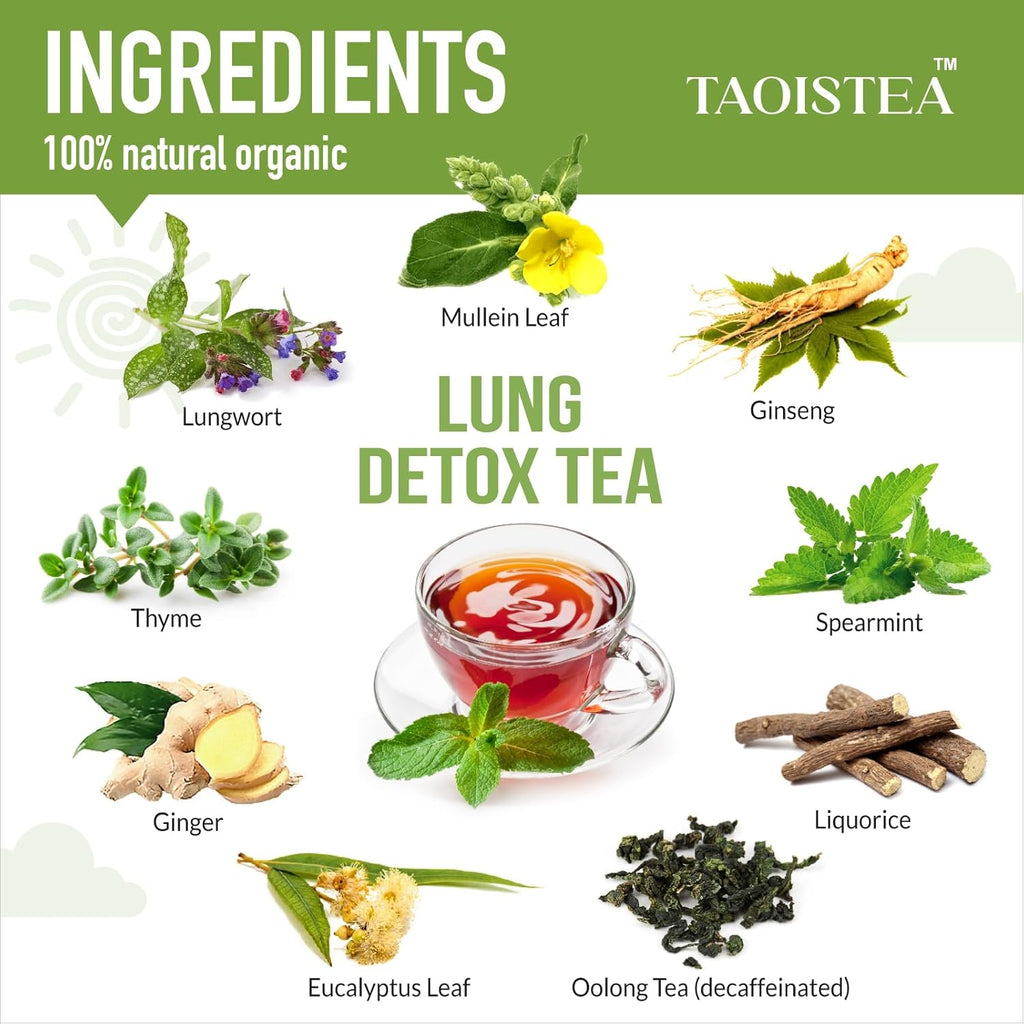 TAOISTEA Colon & Lung Detox Tea Set - 2 Herbal Blends, 14 Day Supply Each | Dual-Action Cleanse for Gut Health, Respiratory Support & Daily Detox