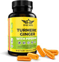 Turmeric Ginger Piperine Capsules – Curcumin 95% with Black Pepper, Vitamin C, D3 & Zinc – Gut, Joint & Immune Support – Vegan Supplement – 60 Capsules