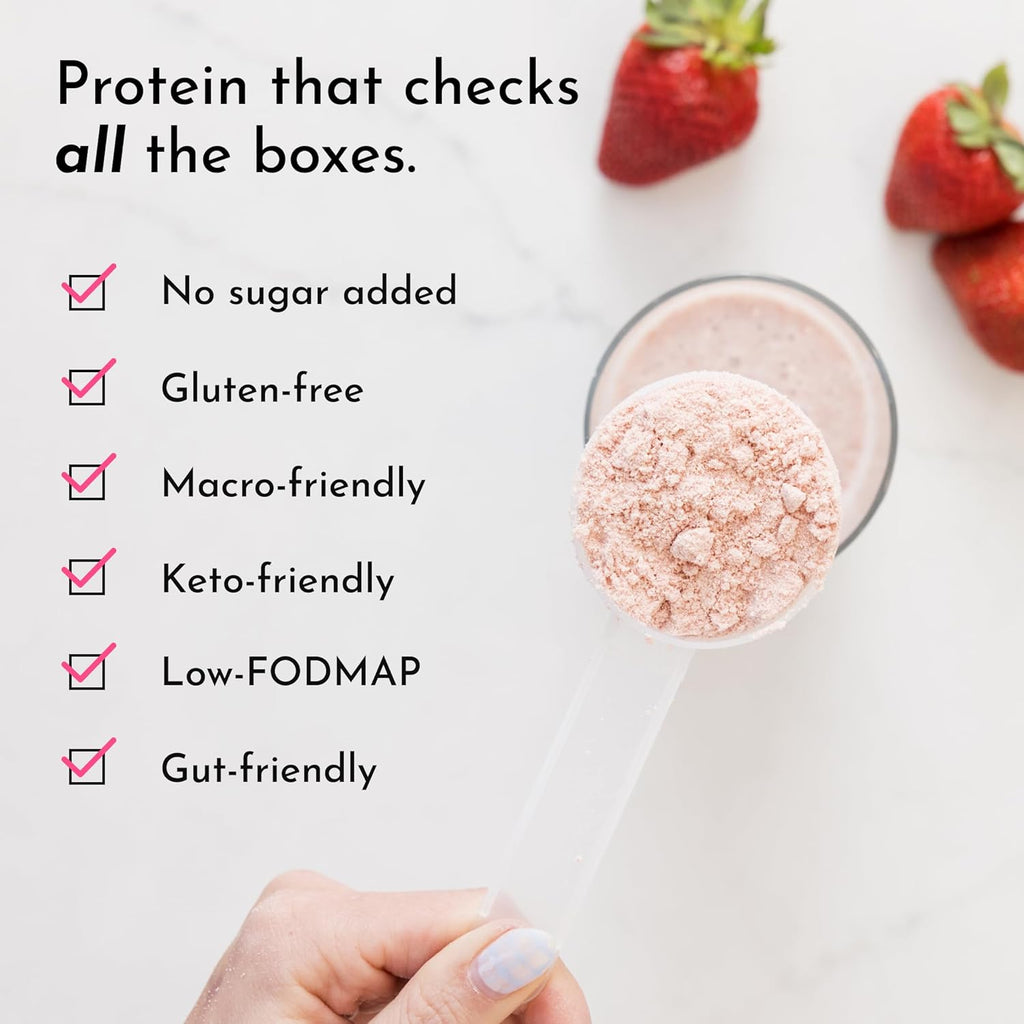 JUST INGREDIENTS Strawberries & Cream Protein Powder – 20-Serving Blend with 100% Grass-Fed Whey & Organic Plant Proteins – Real Strawberry Flavor – Supports Muscle Recovery, Energy*