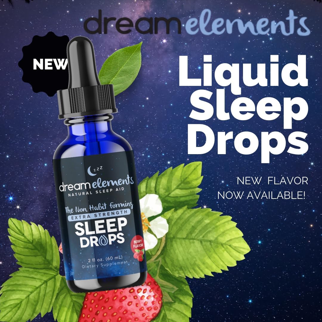 Liquid Sleep Drops – Extra Strength Natural Sleep Aid with Melatonin, L-Theanine, Valerian, and Magnesium – Fast-Acting, Non-Habit Forming, Berry Flavor, 2oz