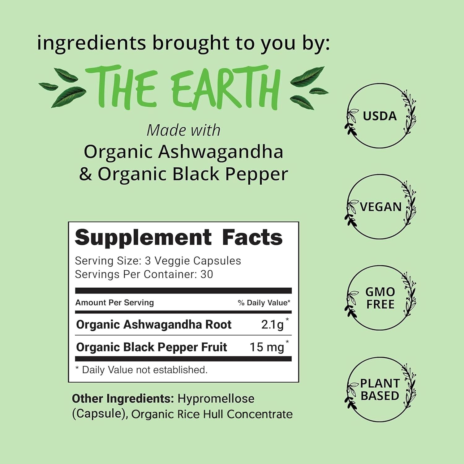 Organic Ashwagandha Capsules 2100mg – Stress Relief Supplement – Extra Strength, 100% Herbal, Energy, Mood & Cortisol Manager, Includes Black Pepper for High Absorption – Non-GMO, 90 Ct