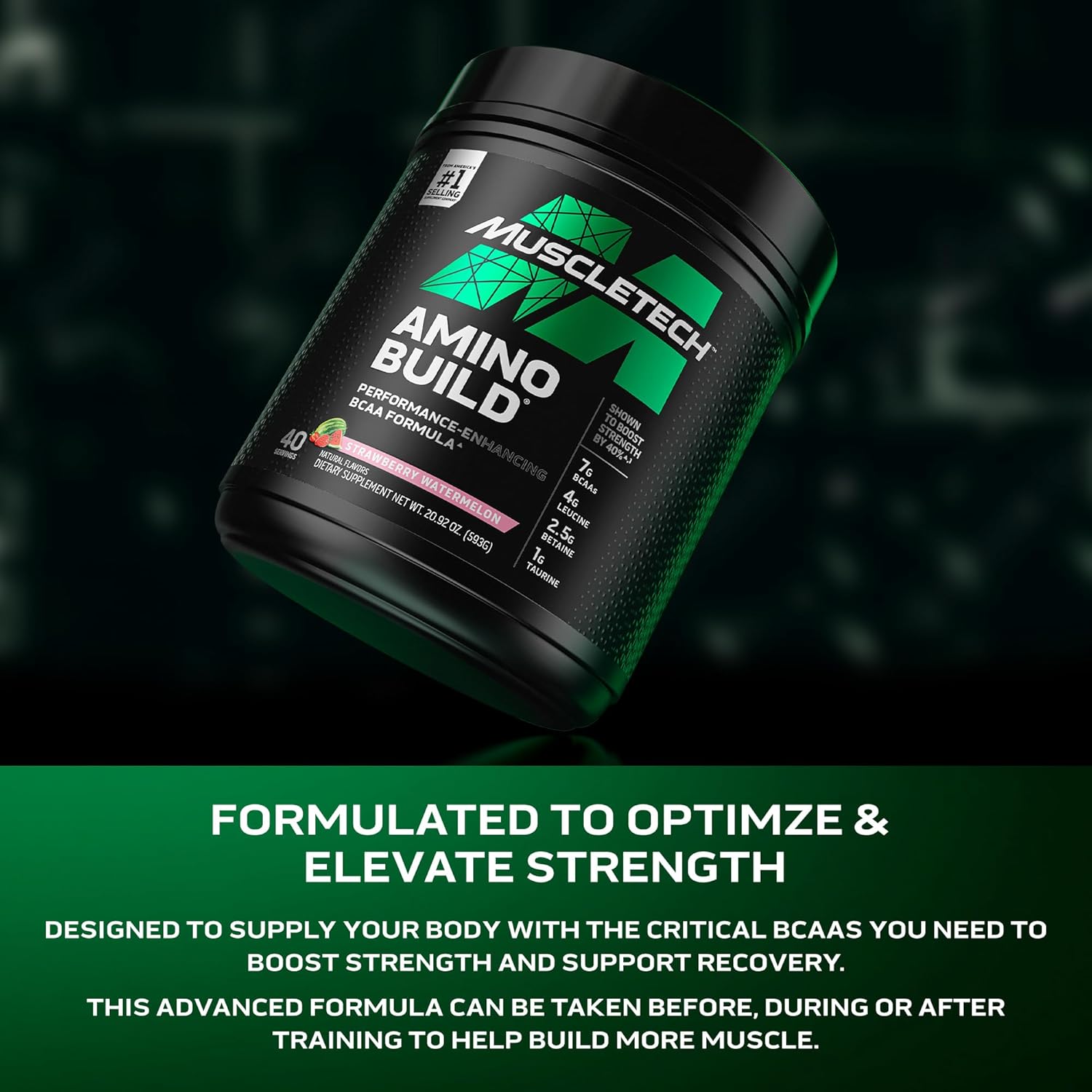 MuscleTech | BCAA Amino Acids + Electrolyte Powder | 7g of BCAAs + Electrolytes Support | Build Lean Muscle & Boost Endurance | Strawberry Watermelon | 593 grams | 40 servings
