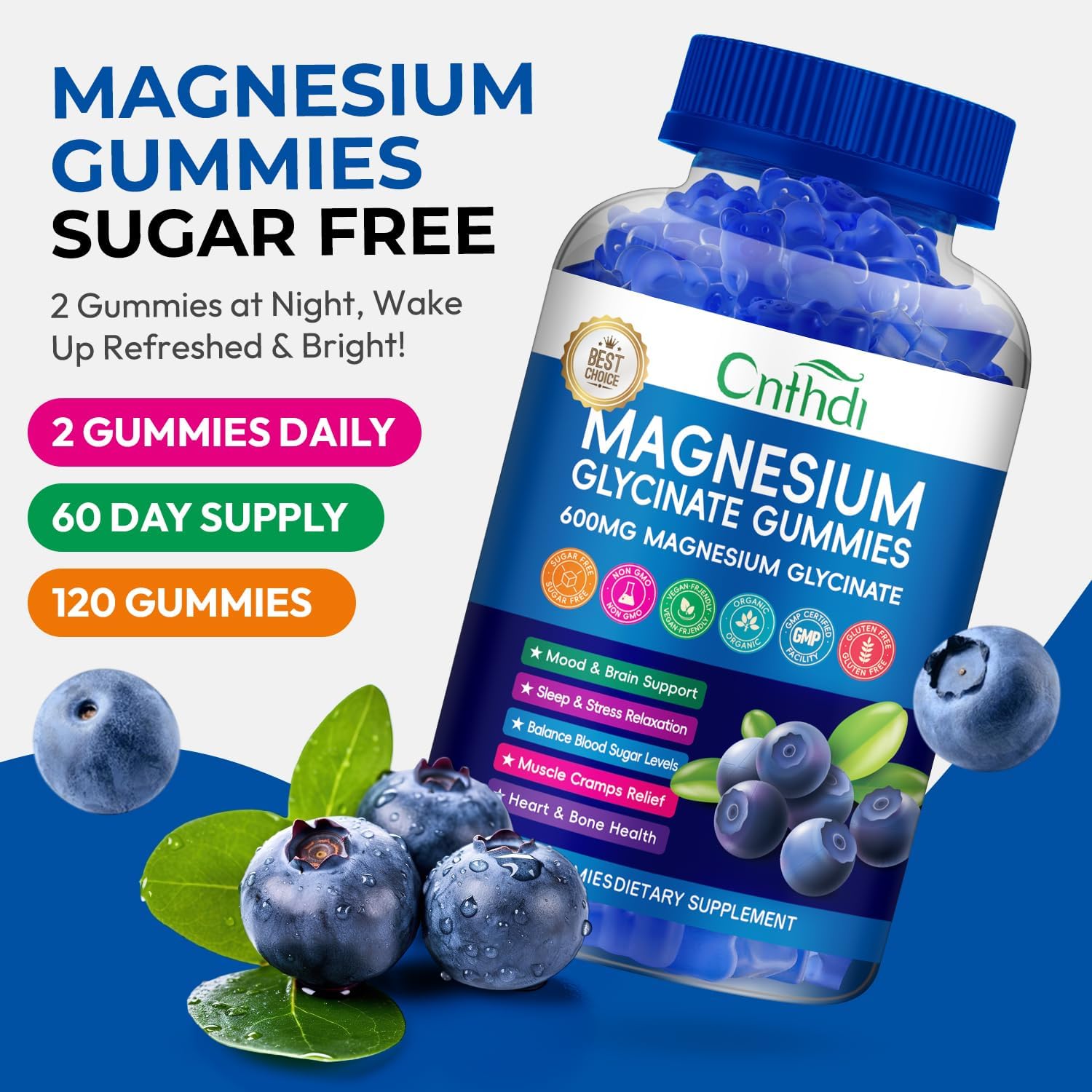 Magnesium Glycinate Gummies 600mg, Sugar Free Chewable Magnesium Gummies for Adults & Kids Relaxation, Bone Health, Stress Relief, Night Rest, No Melatonin, Gluten Free, Non GMO, Pectin, 240 Count