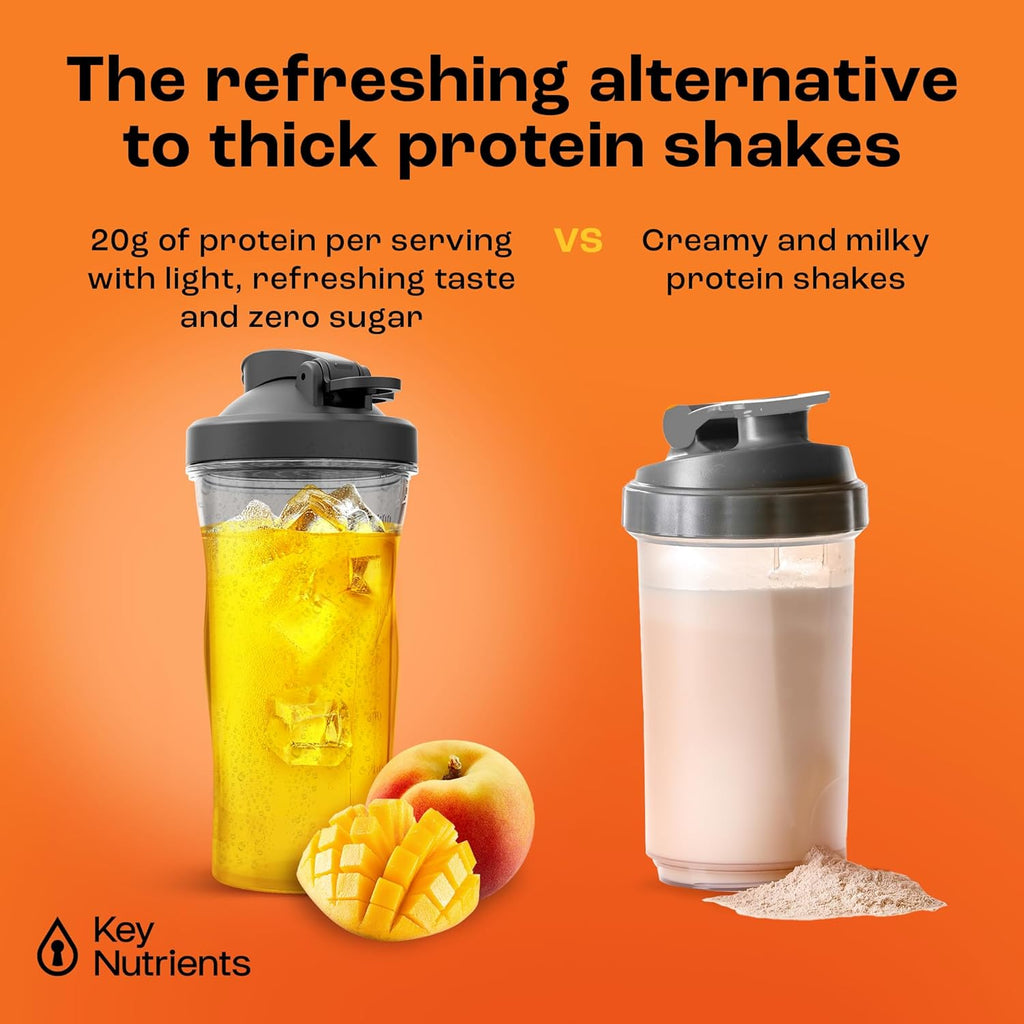 KEY NUTRIENTS Multivitamin Electrolytes Powder No Sugar - Peach Mango Electrolyte Powder - Endurance & Energy Supplement - Hydration Powder - No Calories - 20 Servings - (Peach Mango + Protein Powder)