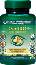 Ocu-GLO® Vegan Capsules - Vision Supplement for Dogs & Mature Cats - Formulated with Lutein, Algae Based Omega-3 Fatty Acids, Grape Seed Extract & Antioxidants to Promote Eye Health - 90 ct