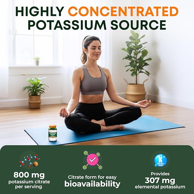 Pure Nutrition Potassium Citrate 800mg | 120 Caps | Support Electrolyte Balance | High Potency 800mg Potassium Citrate per Serving.