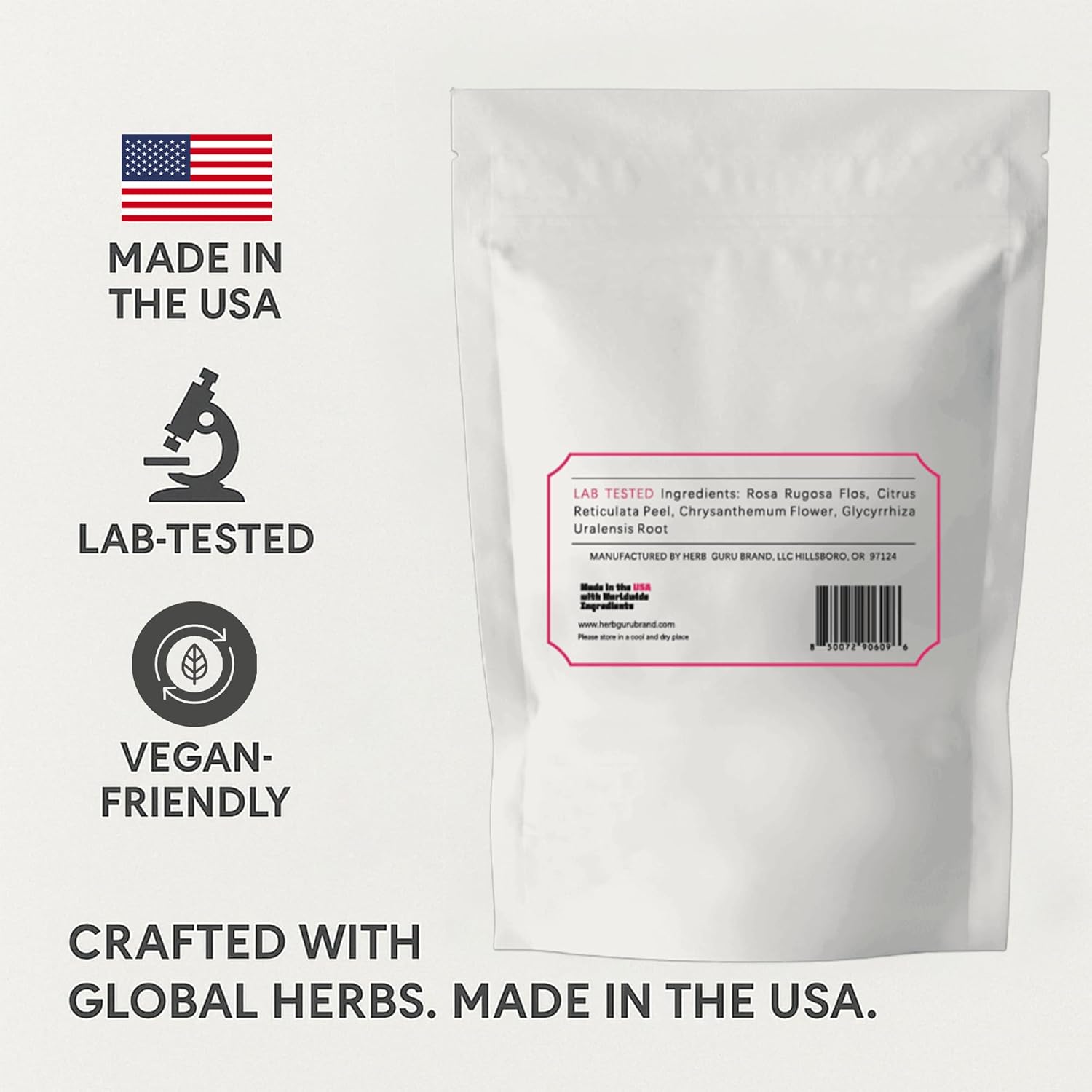 Rose Harmony Herbal Blend, Natural Herbal Tea With Rose, Mandarin Peel, Chrysanthemum, and Licorice Root, Calming Floral Infusion and Relaxing Beverage, Includes 5 Natural Tea Bags for Mindful Sipping