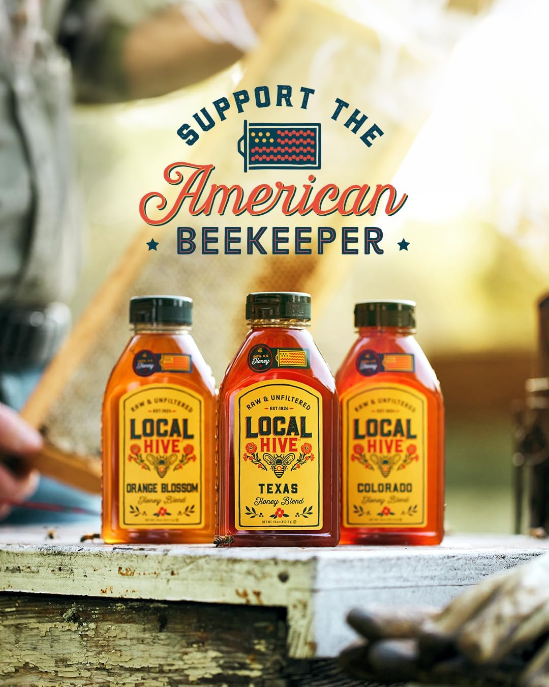 Local Hive Wildflower & Clover Raw & Unfiltered – 12 oz (Pack of 2) | 100% Pure U.S. Honey | Natural Sweetener Sourced from American Bees & Beekeepers | Variety Pack | Ideal for Tea, Baking & Cooking
