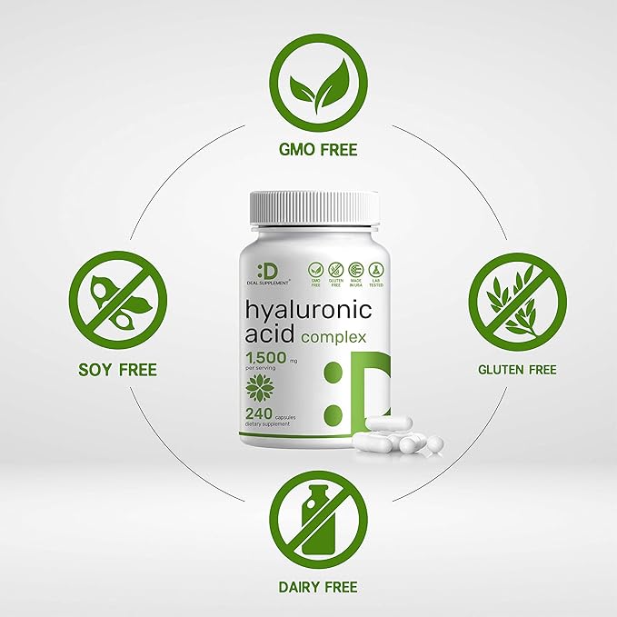 DEAL SUPPLEMENT Hyaluronic Acid Complex 1,500mg – 240 Capsules, with MSM & Vitamin C