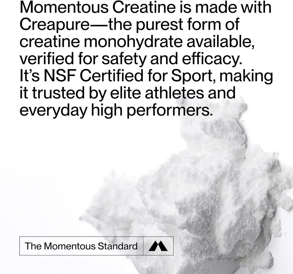Momentous Creatine Monohydrate Powder - Creapure Creatine Powder - Supports Strength, Lean Muscle, & Recovery for Men & Women - NSF Certified for Sport - 5 g per Serving - 15 Servings