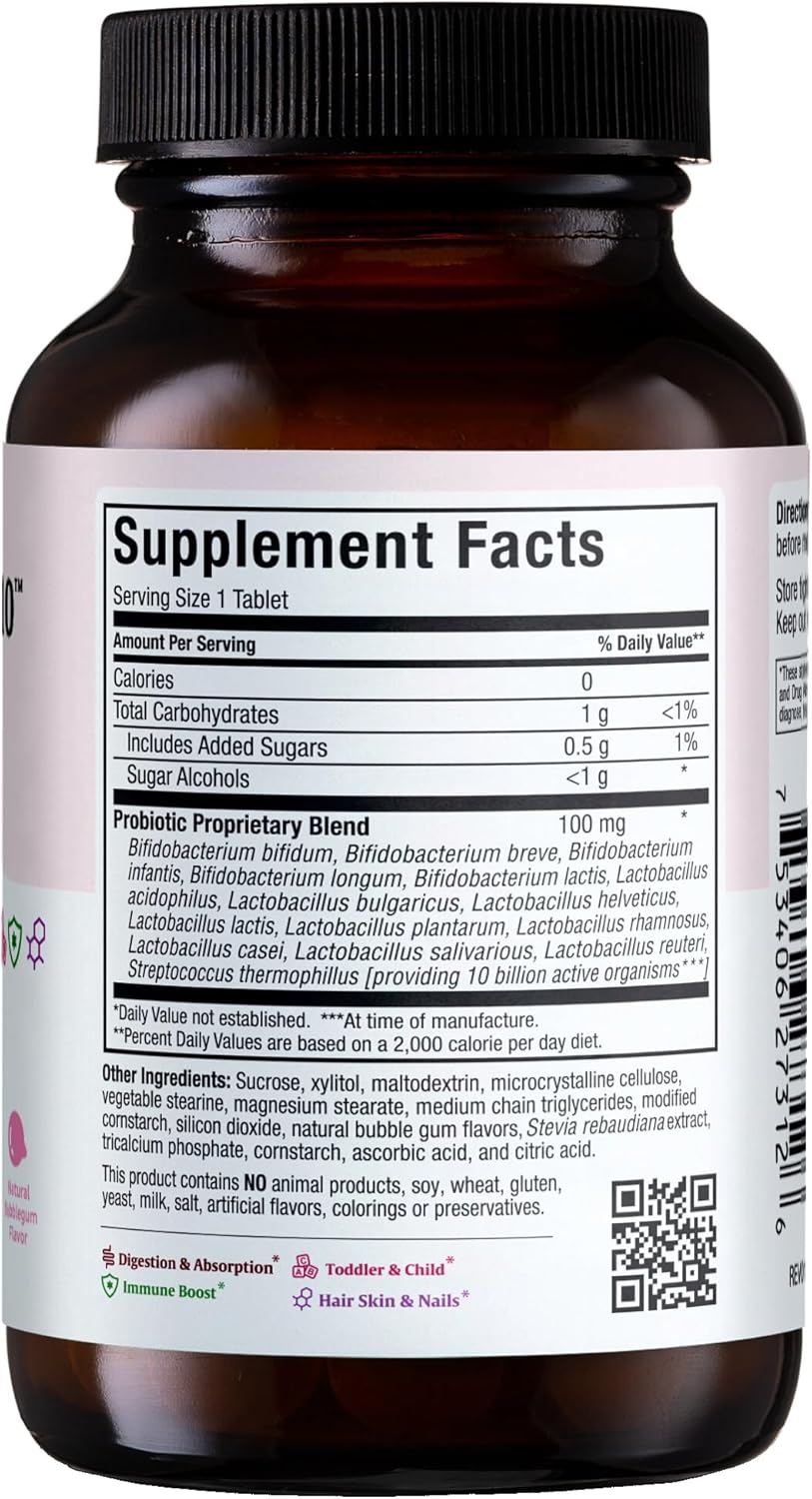 Maxi Health Active Pro-10 Kids Probiotic Chewables – 15 Strains for Digestive & Immune Health –10 Billion probiotic Blend- Dairy-Free, Kosher – Supports Gut Health, Vegetarian – 60 ct (Shelf Stable)