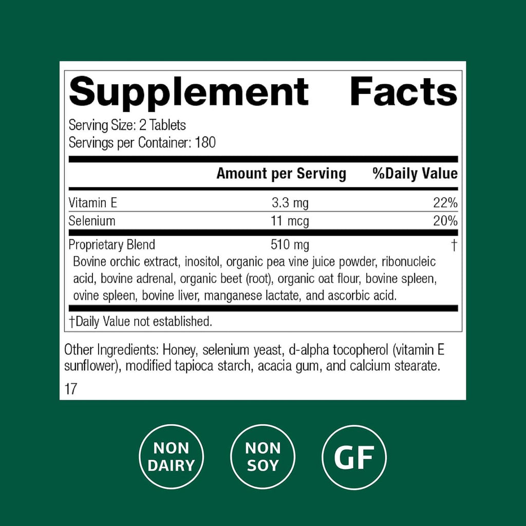 Standard Process Cataplex E - Whole Food RNA Supplement and Antioxidant with D-Alpha Tocopherol Vitamin E, Beet Root, Ascorbic Acid, Inositol, Selenium, and Honey - 360 Tablets