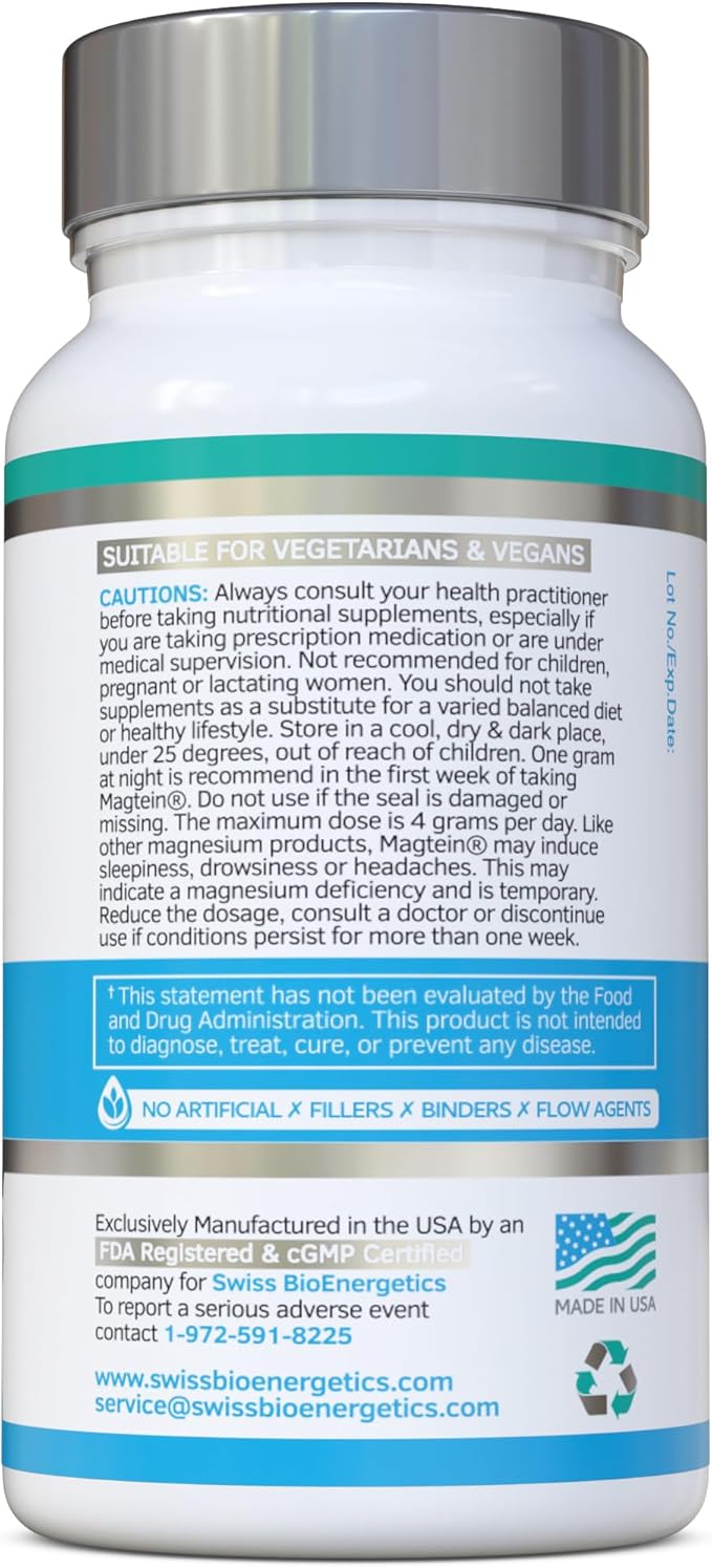 Magnesium L-Threonate Complex 7-in-1 with 1000mg of Magtein Plus Magnesium as Bisglycinate, Taurate, Citrate, Gluconate, Malate & Lactate - Supports Sleep - Vegan, US Made and No Artificial Nasties