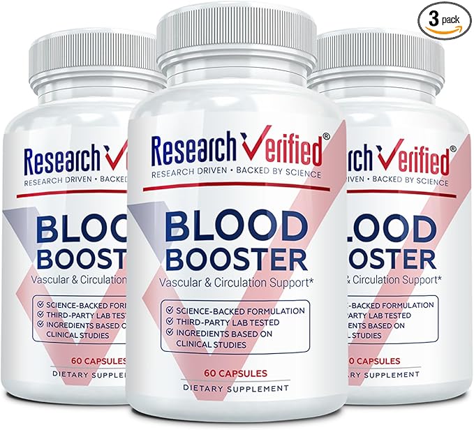 Research Verified Blood Booster - Blood Support - Hawthorn, Magnesium, Celery Seed Powder, BioPerine - 180 Capsules - 3 Month Supply
