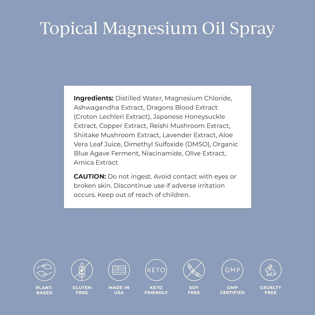 CYMBIOTIKA Topical Magnesium Oil Spray for Body, USA Made, Supplement for Leg Cramps, Muscle, Joint Health & Sleep Support, Includes Magnesium Chloride, Lavender Extract, Aloe Vera - Skin Applicator