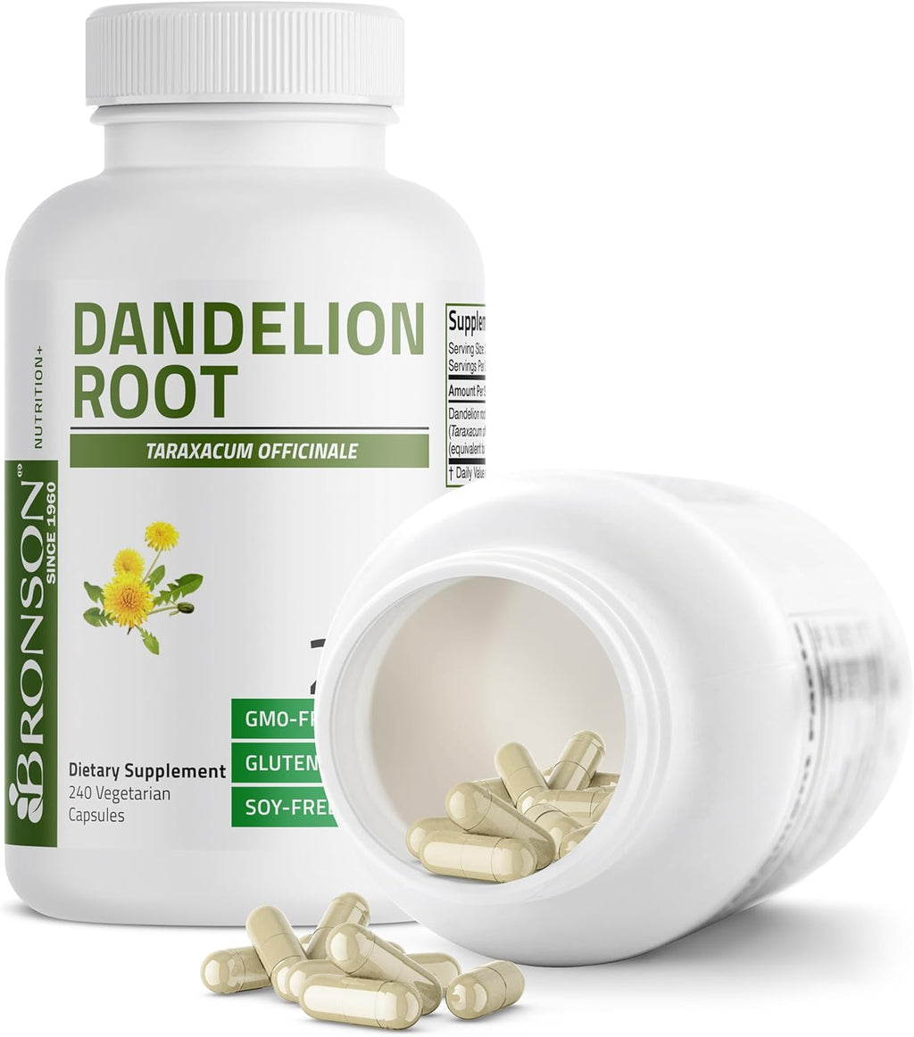 Bronson Dandelion Root High Potency Supplement, Supports Overall Good Health & Well-Being, Traditional Diuretic Herb - Non-GMO, 240 Vegetarian Capsules