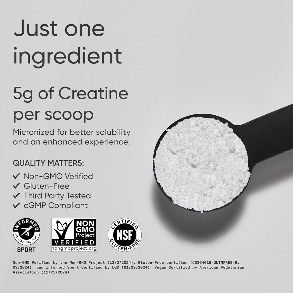 Sports Research Creatine Monohydrate - Gain Lean Muscle, Improve Performance and Strength and Support Workout Recovery - 5 g Micronized Creatine - 35.27 oz