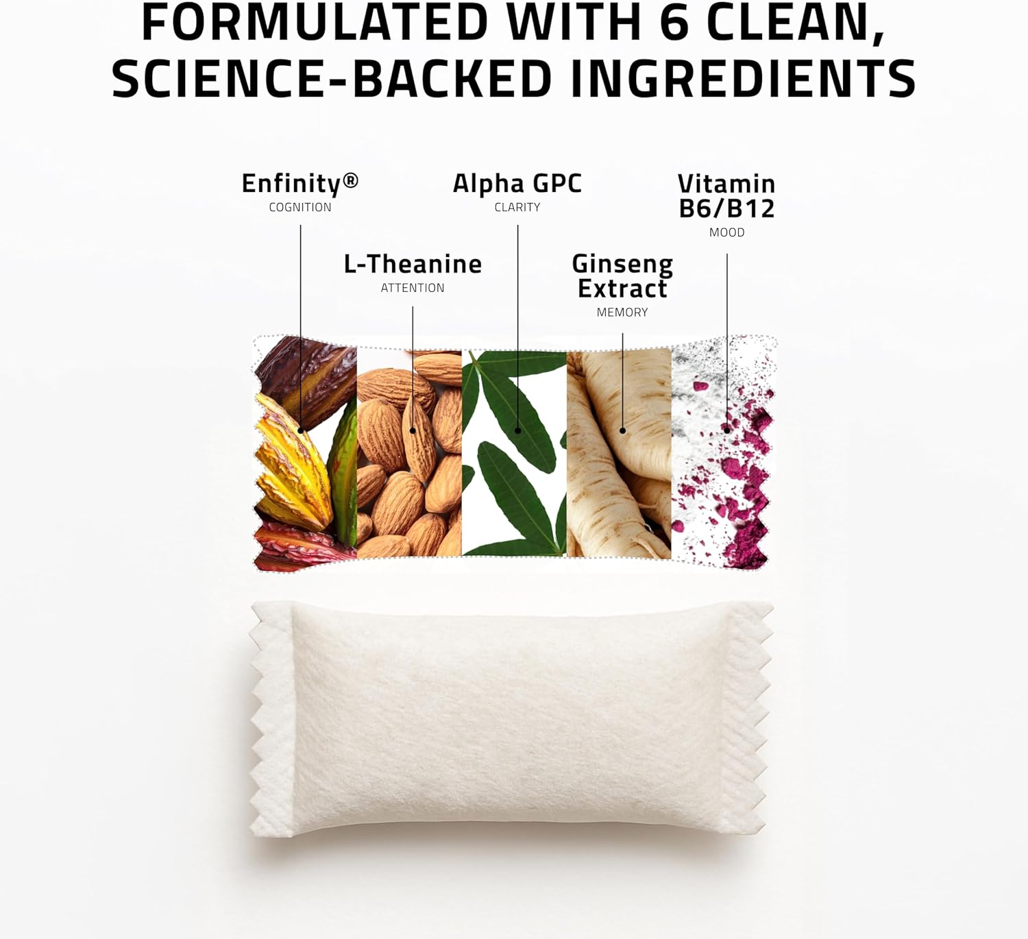 Ultra Focus Pouches with Vitamin B12, L Theanine, Vitamin B6, Ginseng & Alpha GPC, Natural Adaptogens and Nootropics for Energy and Clarity, Plant Based and Caffeine Free, Tropical, 3 Pack