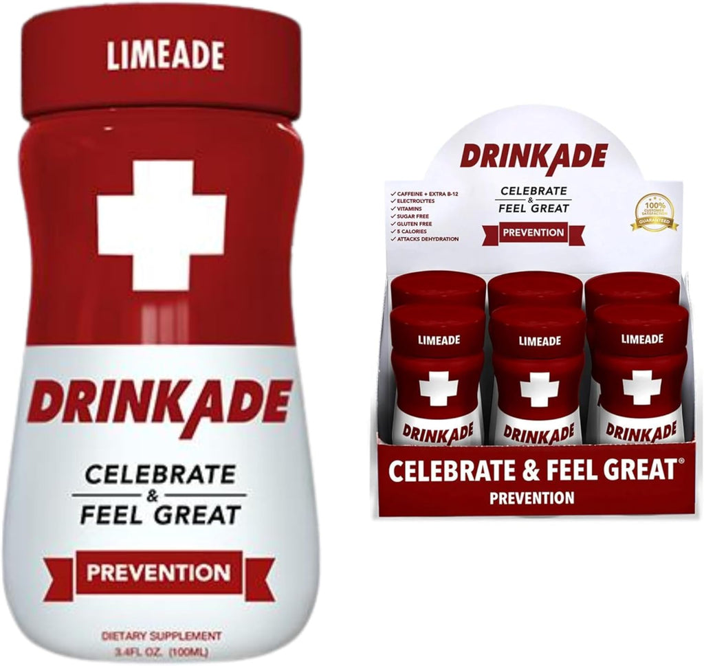 DrinkAde Prevention – Daily Wellness & Immunity Support Hydration Drink with Electrolytes, B Vitamins & Green Tea Extract – Sugar Free, 5 Calories, Vegan, Non-GMO (6 Pack, Lemon)