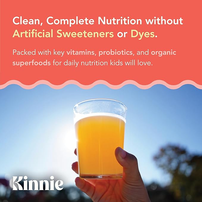 Kids Multivitamin with Pre/Probiotic & Organic Superfoods for Kids - 22+ Vitamins & Minerals - Sugar-Free Orange Flavor - Immune, Gut & Oral Health Support - Ages 4+ (30 Sticks)