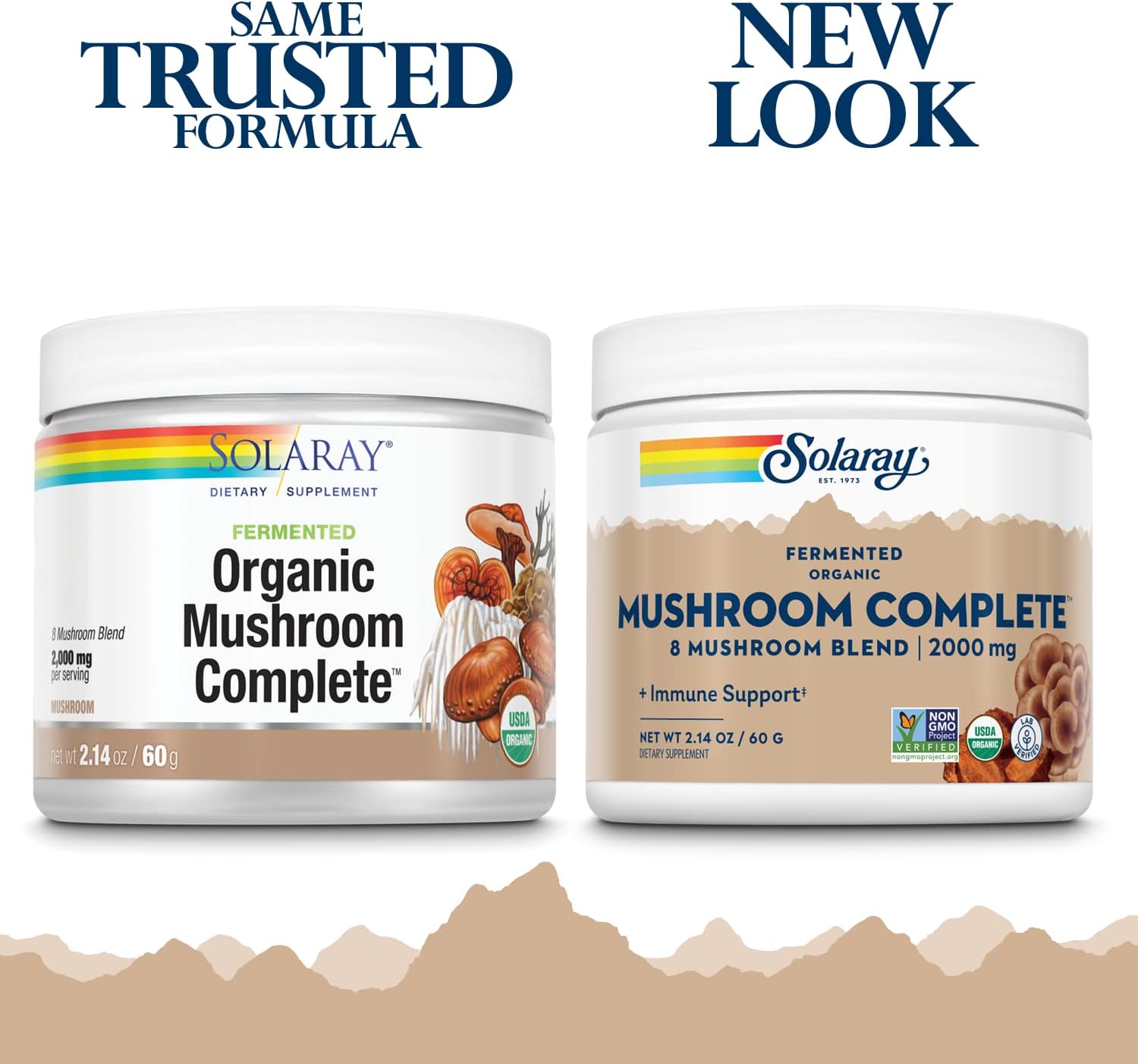 SOLARAY Fermented Organic Mushroom Complete, Powder | Healthy Immune Function Support | 2,000 mg per serv. | 60g, 30 Serv