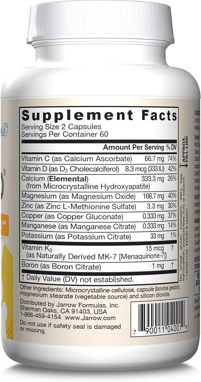 Jarrow Formulas BoneUp for Bone Density - Vitamin D3 and K2, Calcium Support, 120 Capsules, Provides Skeletal Nutrition, Up to 20 Days Supply