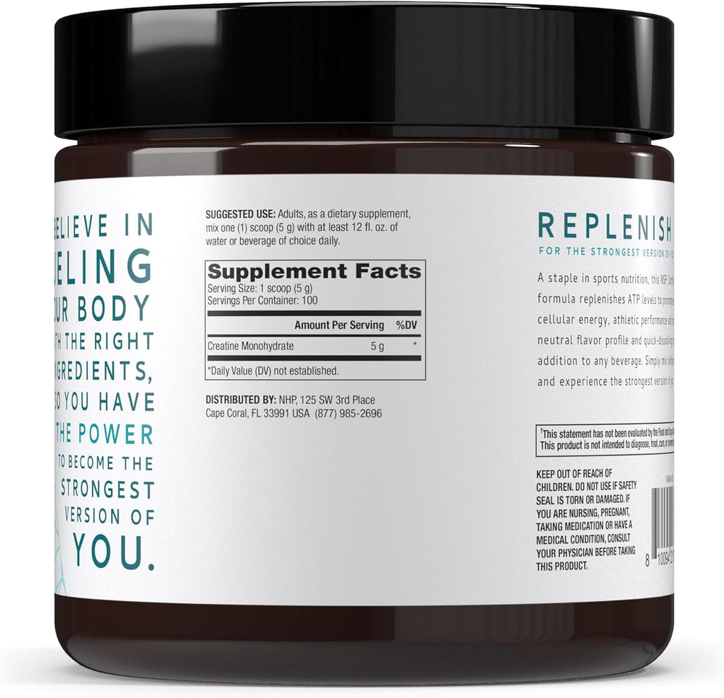 Dr. Mercola Pure Power Creatine Monohydrate - Supports Strength & Performance - Unflavored - NSF Certified - Quick-Dissolving Powder - 17.60 oz - 100 Servings