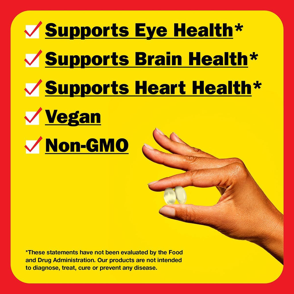 Bragg Omega-3 Supplement Capsules with DHA and EPA - 60 Vegan Softgels - Sustainably-Sourced Marine Algae - Supports Eye and Brain Health